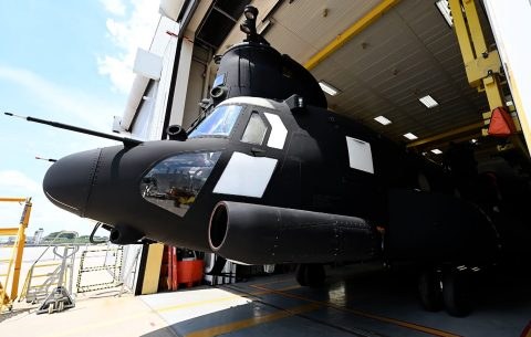 UK’s first extended-range Chinook emerges in all-black finish