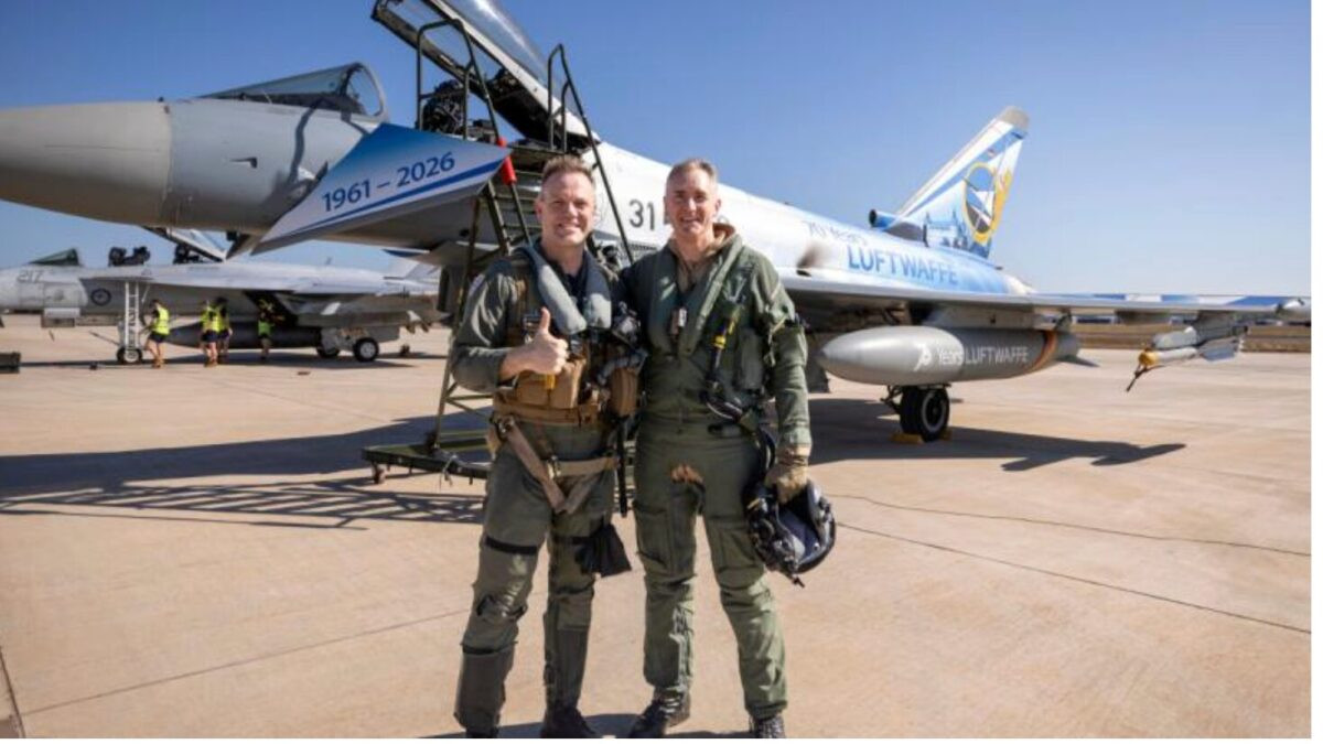 Super Hornet, Eurofighter fly together as Australian, German air chiefs unite