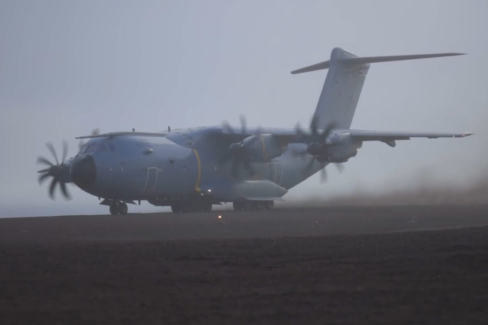 RAF A400M lands Marines and vehicles on remote Arctic island