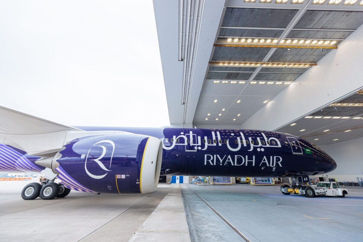 Riyadh Air shares photos of its first production Boeing 787-9 in indigo livery