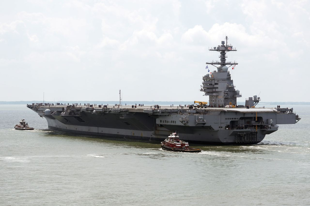 US Navy’s newest aircraft carrier begins sea trials as Trump orders removal of electromagnetic catapult