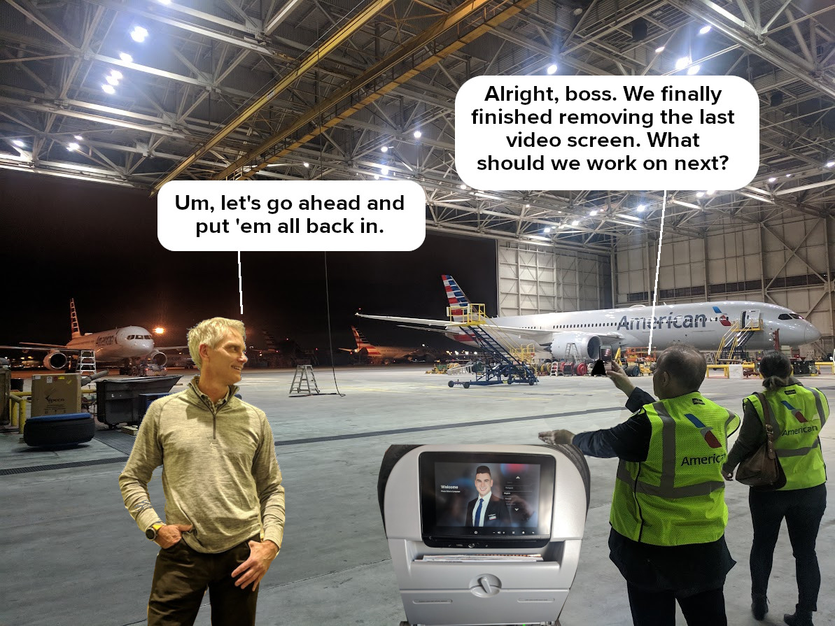 American to Bring Back In Seat Video Just As It Finishes Removing the Last One